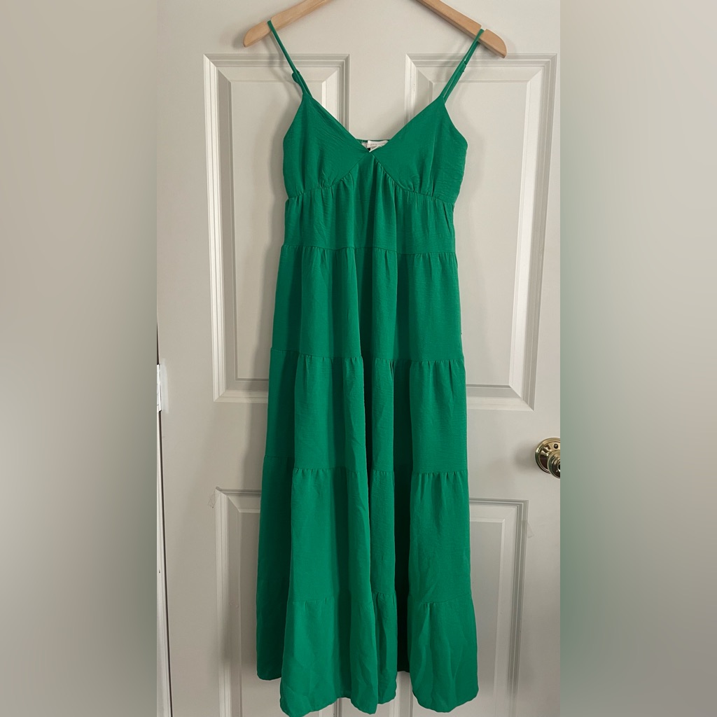 Monteau Green Maxi Adjustable Straps Boho Dress
